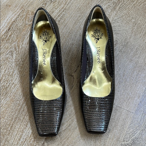 J.Renee Black Textured Heels with Square Toe 7.5 - Picture 1 of 6